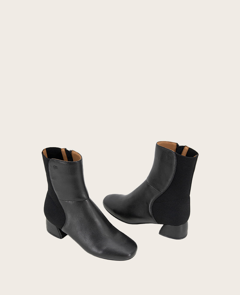 GENTLE SOULS - Emily Leather Elastic Side Zip Boot Black Leather