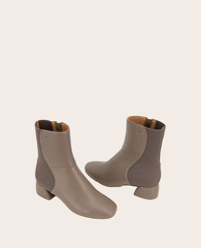 GENTLE SOULS - Emily Leather Elastic Side Zip Boot Shitake Leather