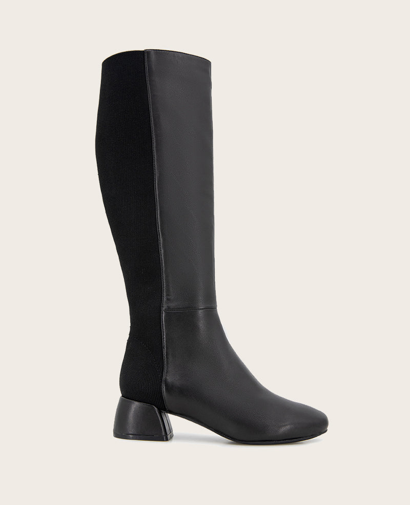 GENTLE SOULS - Emily Tall Leather Elastic Boot Black Leather