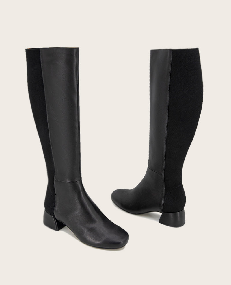 GENTLE SOULS - Emily Tall Leather Elastic Boot Black Leather