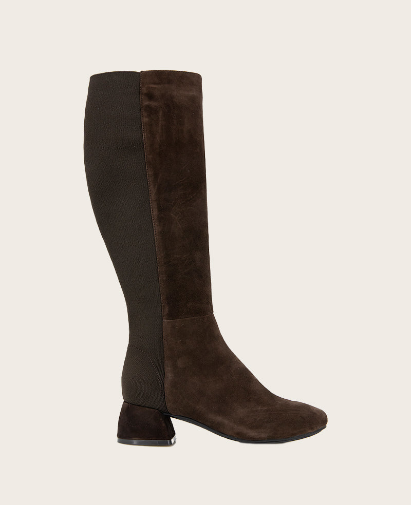 GENTLE SOULS - Emily Tall Suede Elastic Boot Chocolate Suede