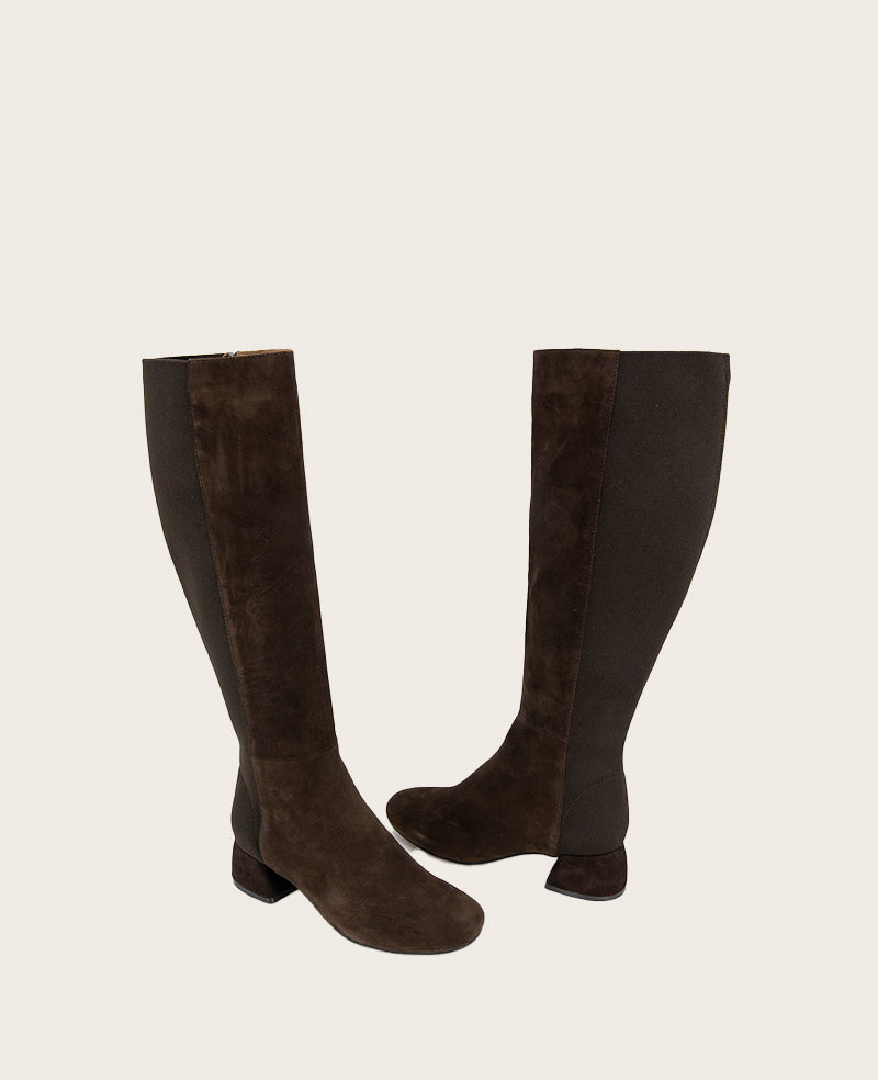 GENTLE SOULS - Emily Tall Suede Elastic Boot Chocolate Suede
