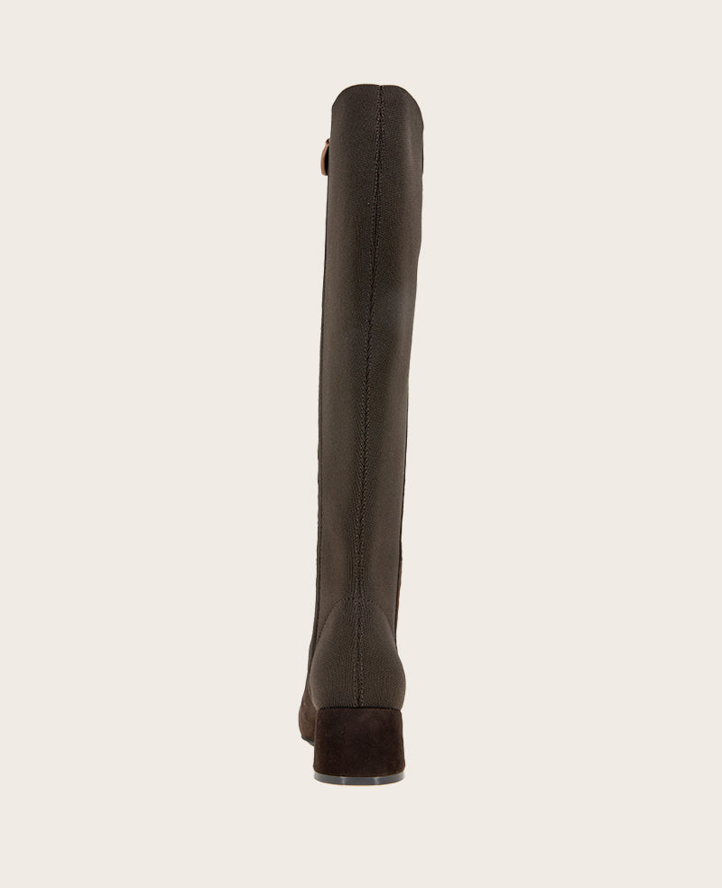 GENTLE SOULS - Emily Tall Suede Elastic Boot Chocolate Suede
