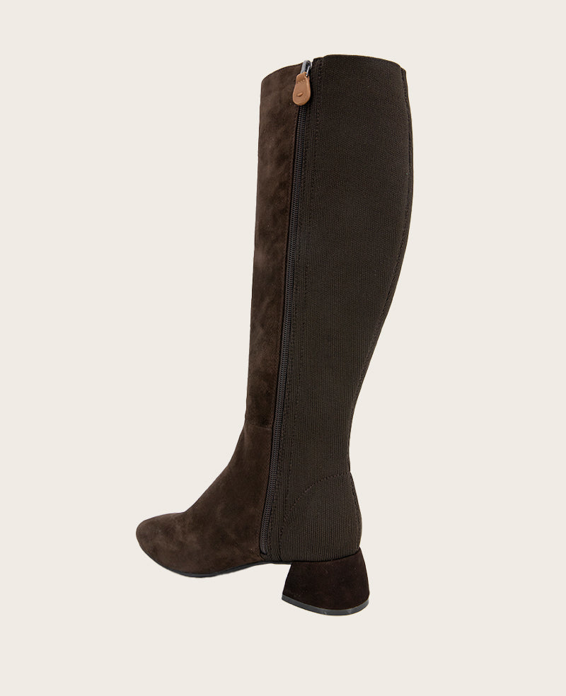 GENTLE SOULS - Emily Tall Suede Elastic Boot Chocolate Suede