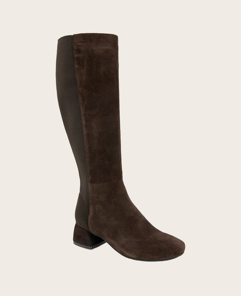 GENTLE SOULS - Emily Tall Suede Elastic Boot Chocolate Suede