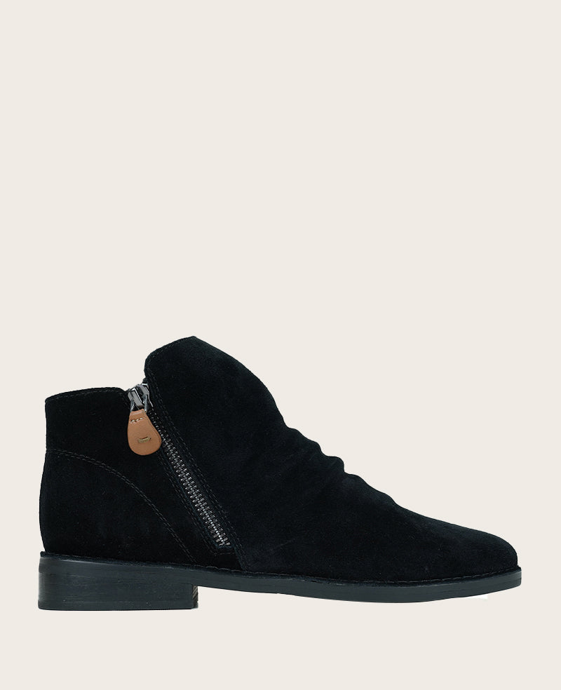 GENTLE SOULS - Emma Suede Double Zip Bootie Black Suede