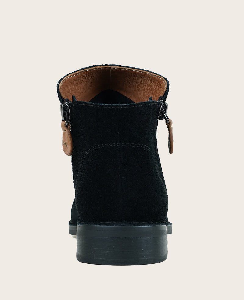 GENTLE SOULS - Emma Suede Double Zip Bootie Black Suede