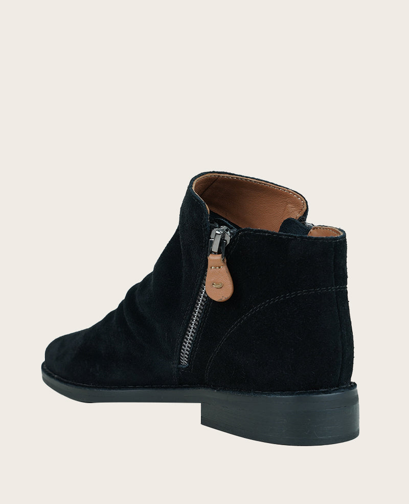GENTLE SOULS - Emma Suede Double Zip Bootie Black Suede