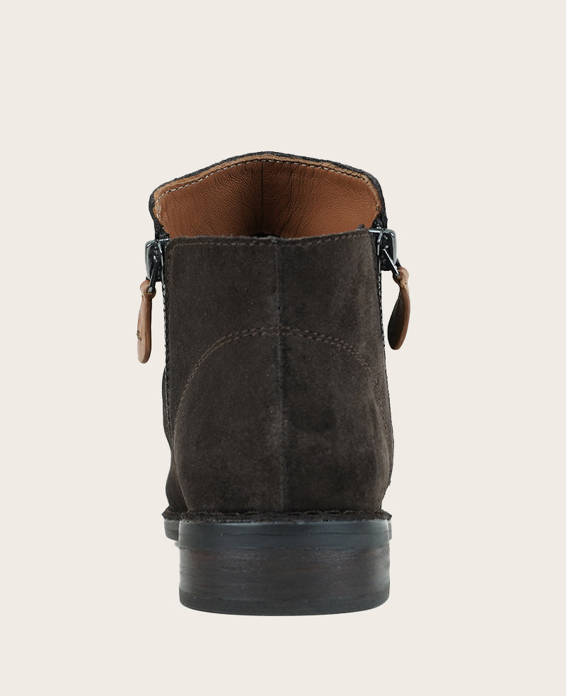 GENTLE SOULS - Emma Suede Double Zip Bootie Chocolate Brown Suede