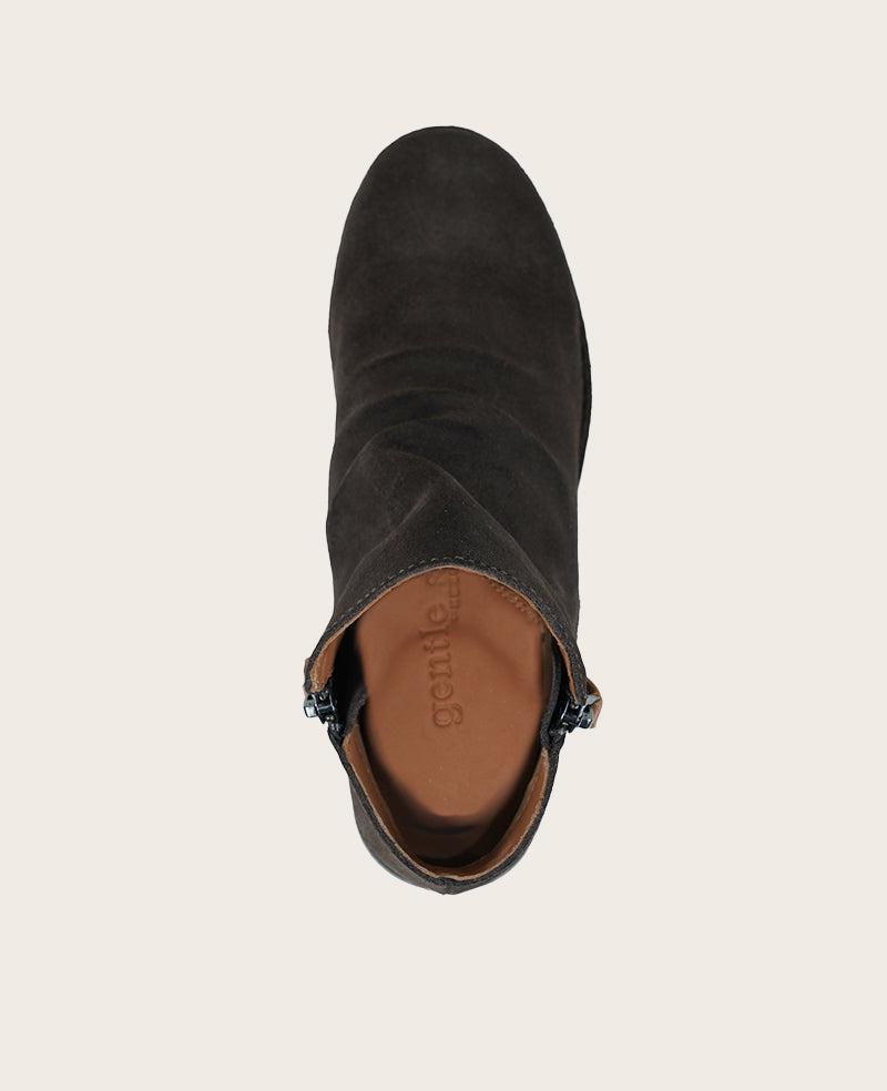 GENTLE SOULS - Emma Suede Double Zip Bootie Chocolate Brown Suede
