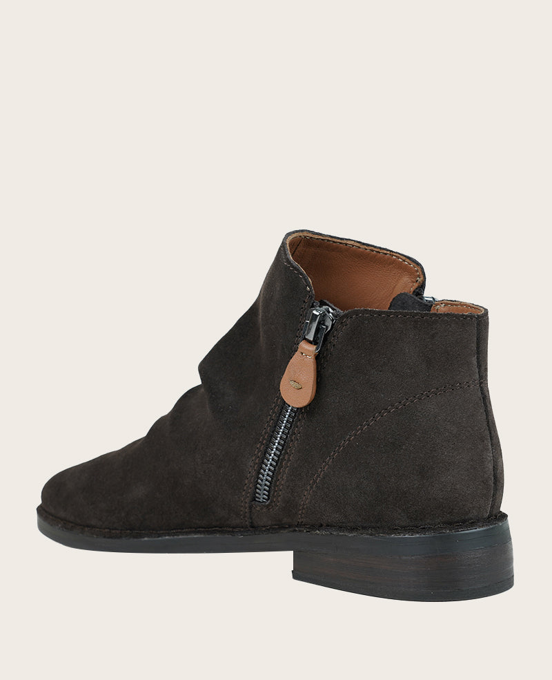 GENTLE SOULS - Emma Suede Double Zip Bootie Chocolate Brown Suede