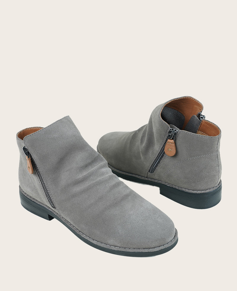 GENTLE SOULS - Emma Suede Double Zip Bootie Cement Suede