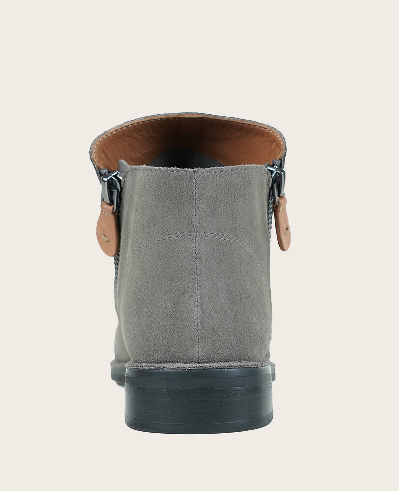 GENTLE SOULS - Emma Suede Double Zip Bootie Cement Suede