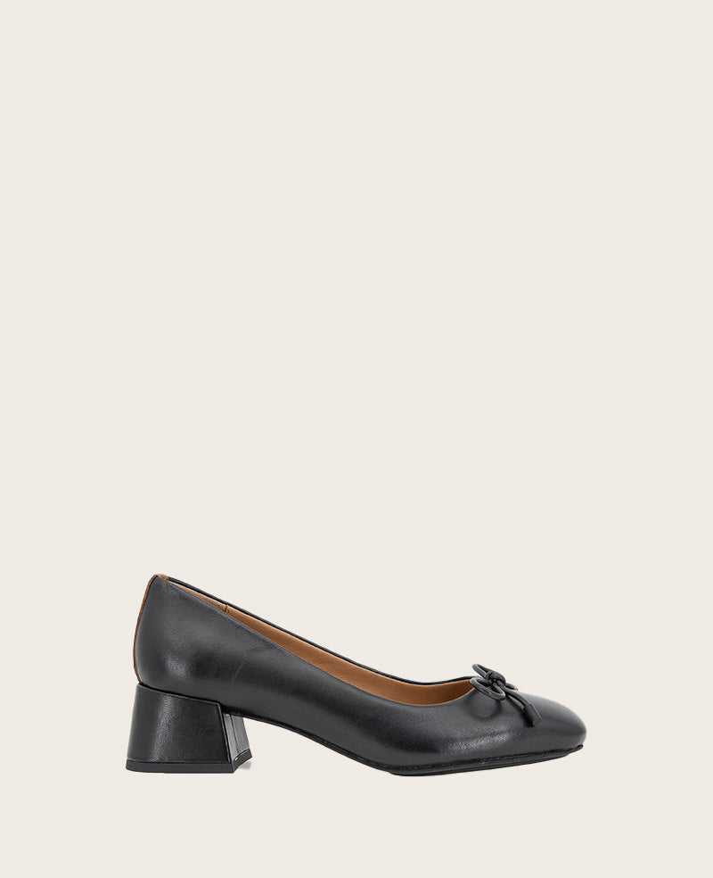 GENTLE SOULS - Lancine Leather Bow Heel Black Leather