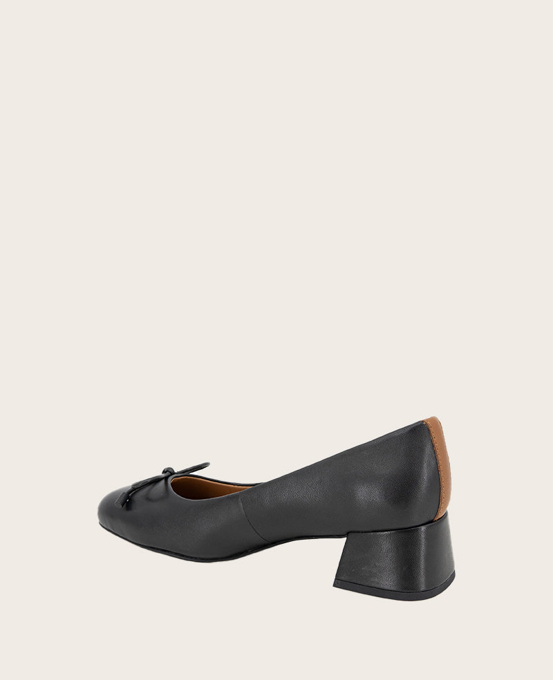 GENTLE SOULS - Lancine Leather Bow Heel Black Leather