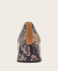 GENTLE SOULS - Lancine Snakeskin Leather Bow Heel Brown Snake Leather