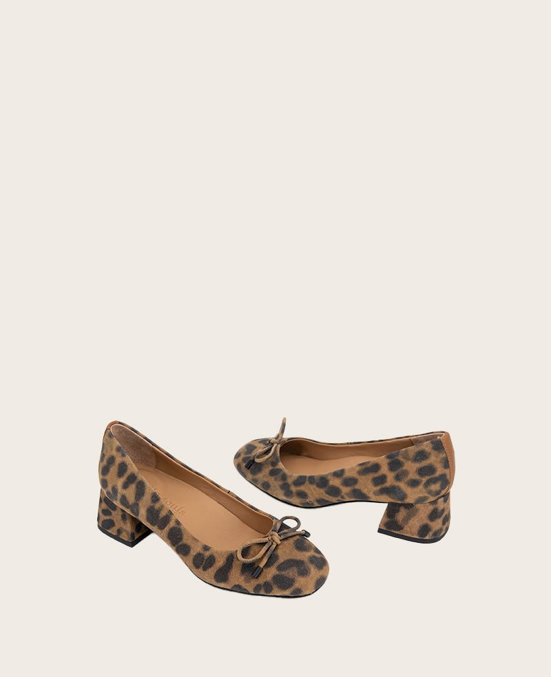 GENTLE SOULS - Lancine Suede Leopard Bow Heel Leopard Suede