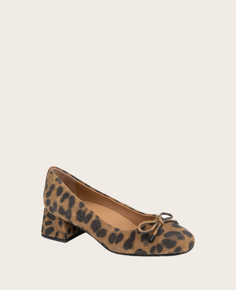 GENTLE SOULS - Lancine Suede Leopard Bow Heel Leopard Suede