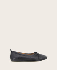 GENTLE SOULS - Marilyn Leather Pleated Ballet Flat Black Leather