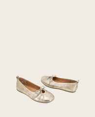 GENTLE SOULS - Marilyn Leather Pleated Ballet Flat Gravel Leather