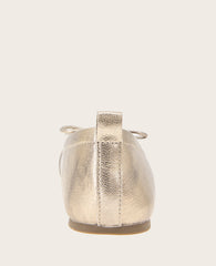 GENTLE SOULS - Marilyn Leather Pleated Ballet Flat Gravel Leather