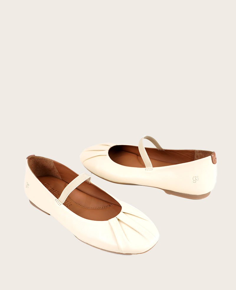 GENTLE SOULS -  Walden Leather Pleated Toe Mary Jane Flat Lambs Wool Leather