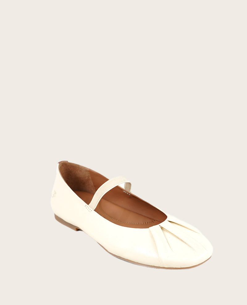 GENTLE SOULS -  Walden Leather Pleated Toe Mary Jane Flat Lambs Wool Leather