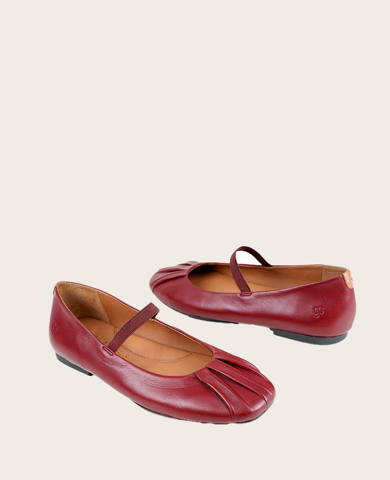 GENTLE SOULS - Walden Leather Pleated Toe Mary Jane Flat Rio Red Leather