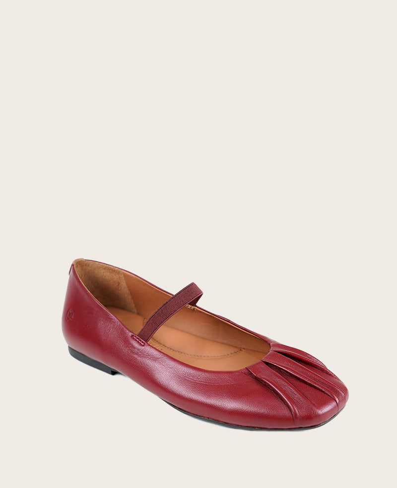 GENTLE SOULS - Walden Leather Pleated Toe Mary Jane Flat Rio Red Leather