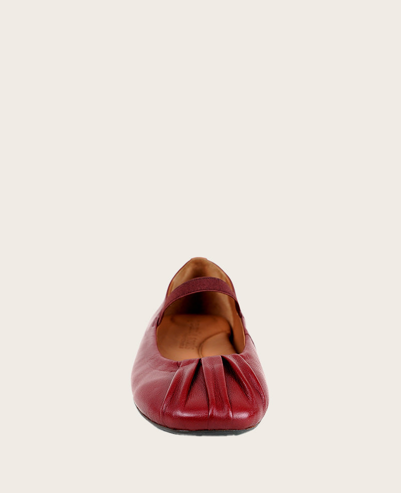 GENTLE SOULS - Walden Leather Pleated Toe Mary Jane Flat Rio Red Leather