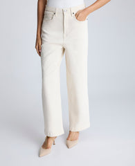 High Rise Barrel Leg Denim Jean Ecru Wash