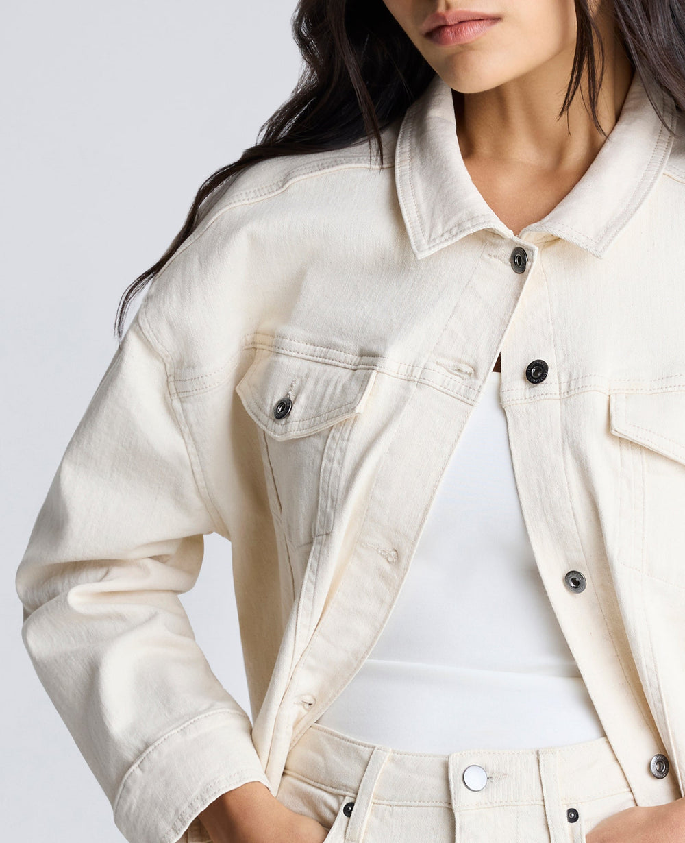 Oversized Denim Trucker Jacket Ecru Wash