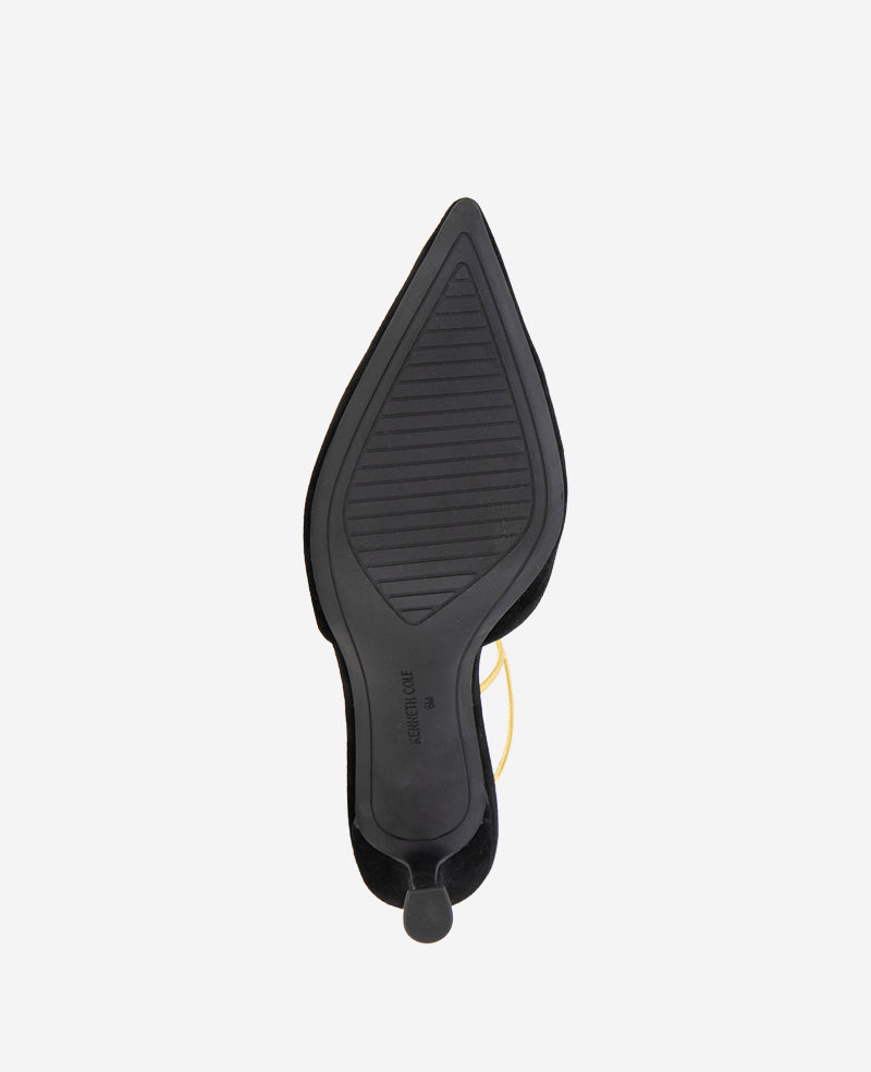 Umi T-Strap Suede Heel Black Suede