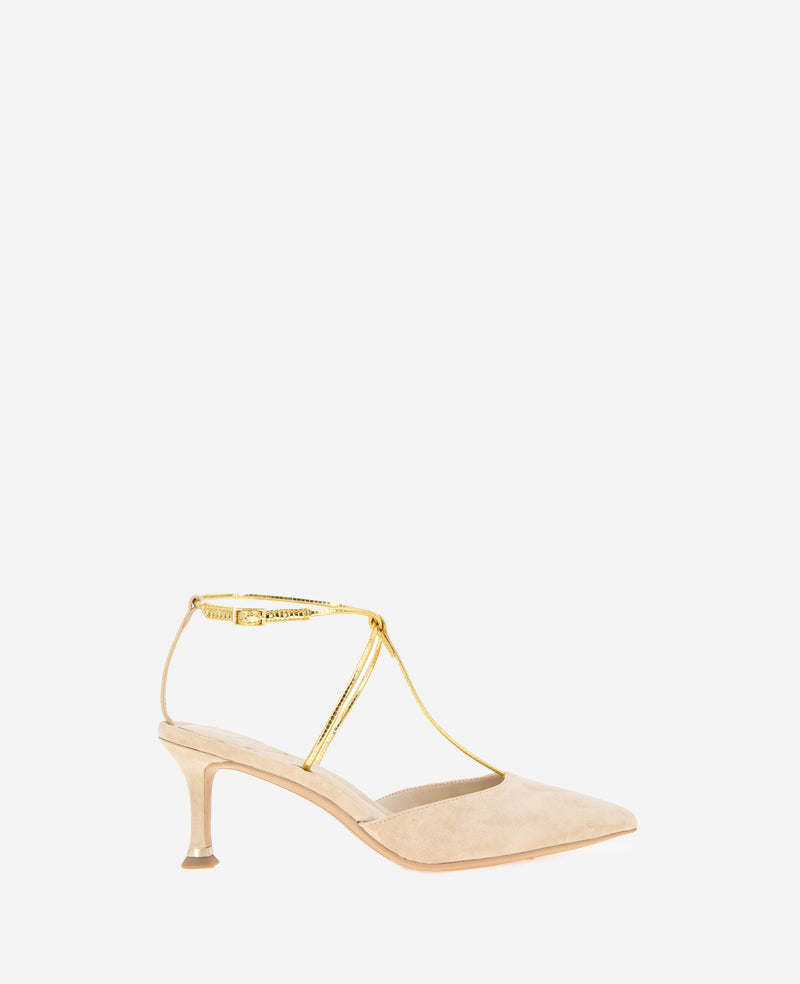 Umi T-Strap Suede Heel Buff Suede