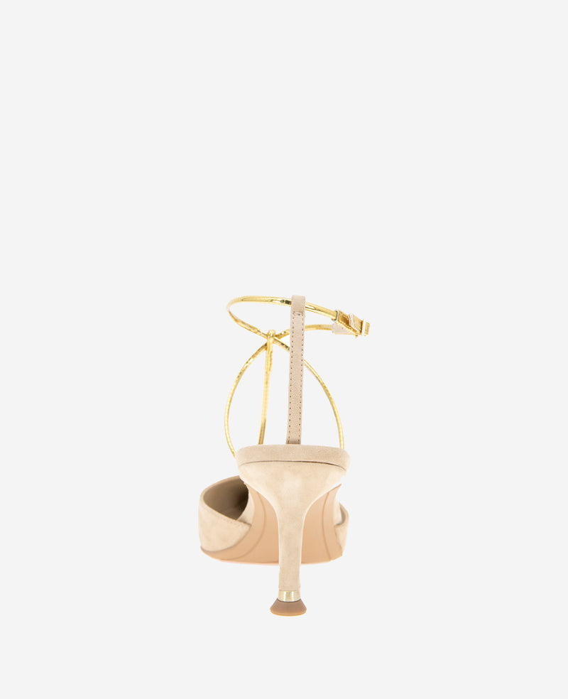 Umi T-Strap Suede Heel Buff Suede