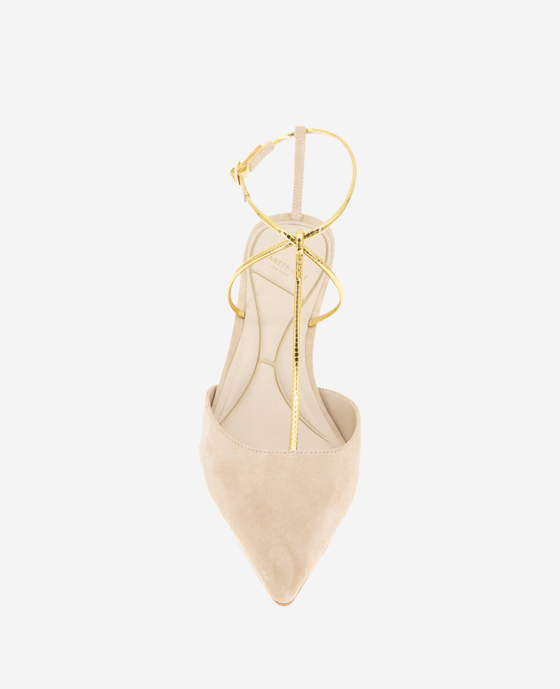Umi T-Strap Suede Heel Buff Suede
