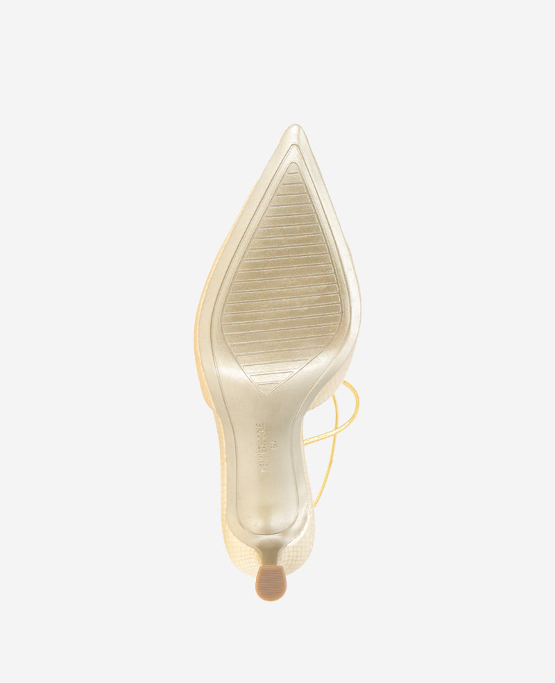 Umi T-Strap Metallic Heel Gold Snake