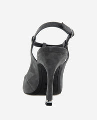 Romi T-Strap Suede Slingback Heel Dark Grey Suede