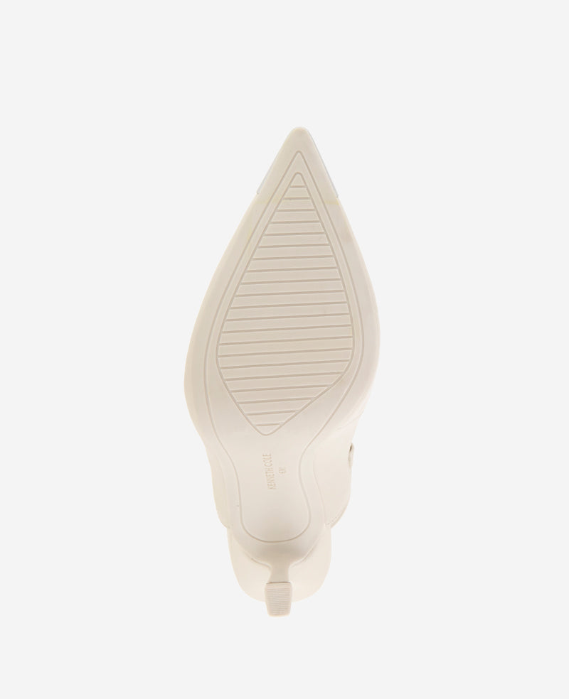 Romi T-Strap Leather Slingback Heel Off White Leather