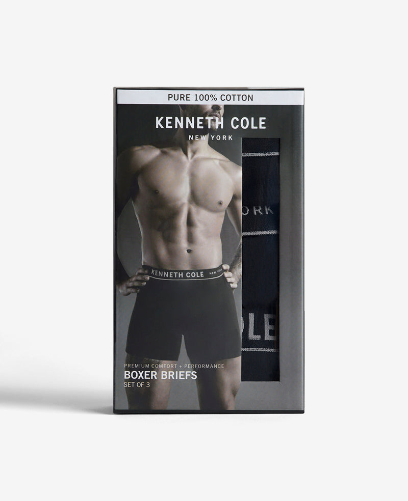 100% Cotton Boxer Brief 3-Pack Black