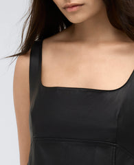 Site Exclusive! Leather Open Back Strap Shift Dress Black