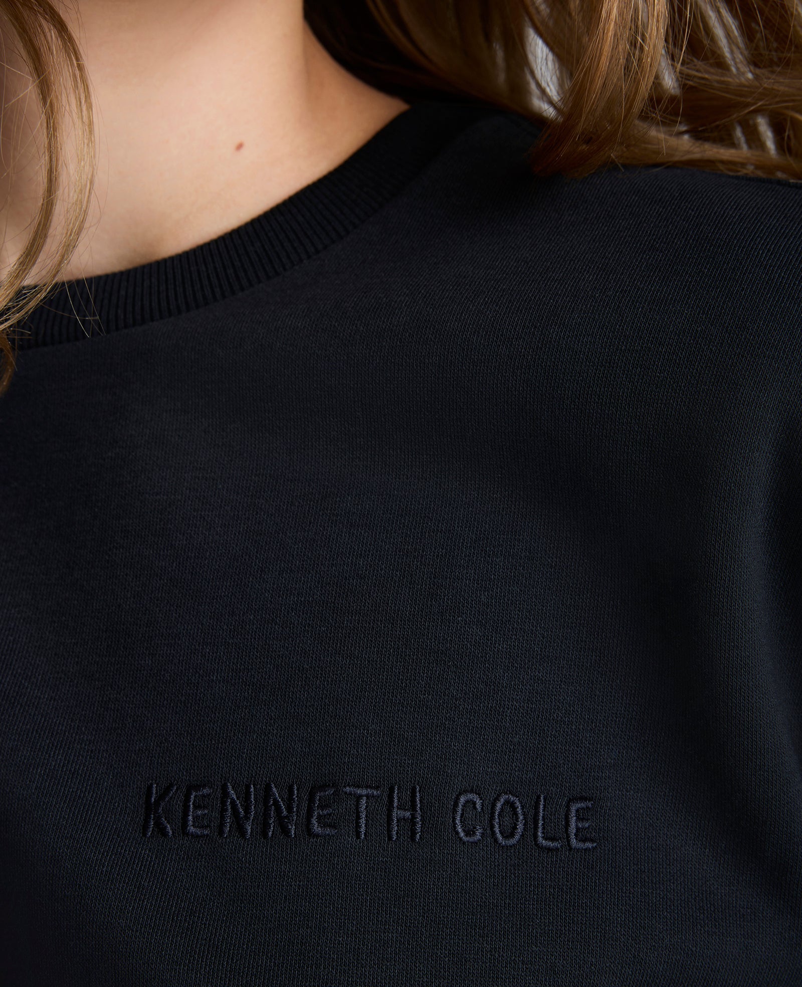 Site Exclusive! Kenneth Cole Embroidered Logo Sweatshirt Black