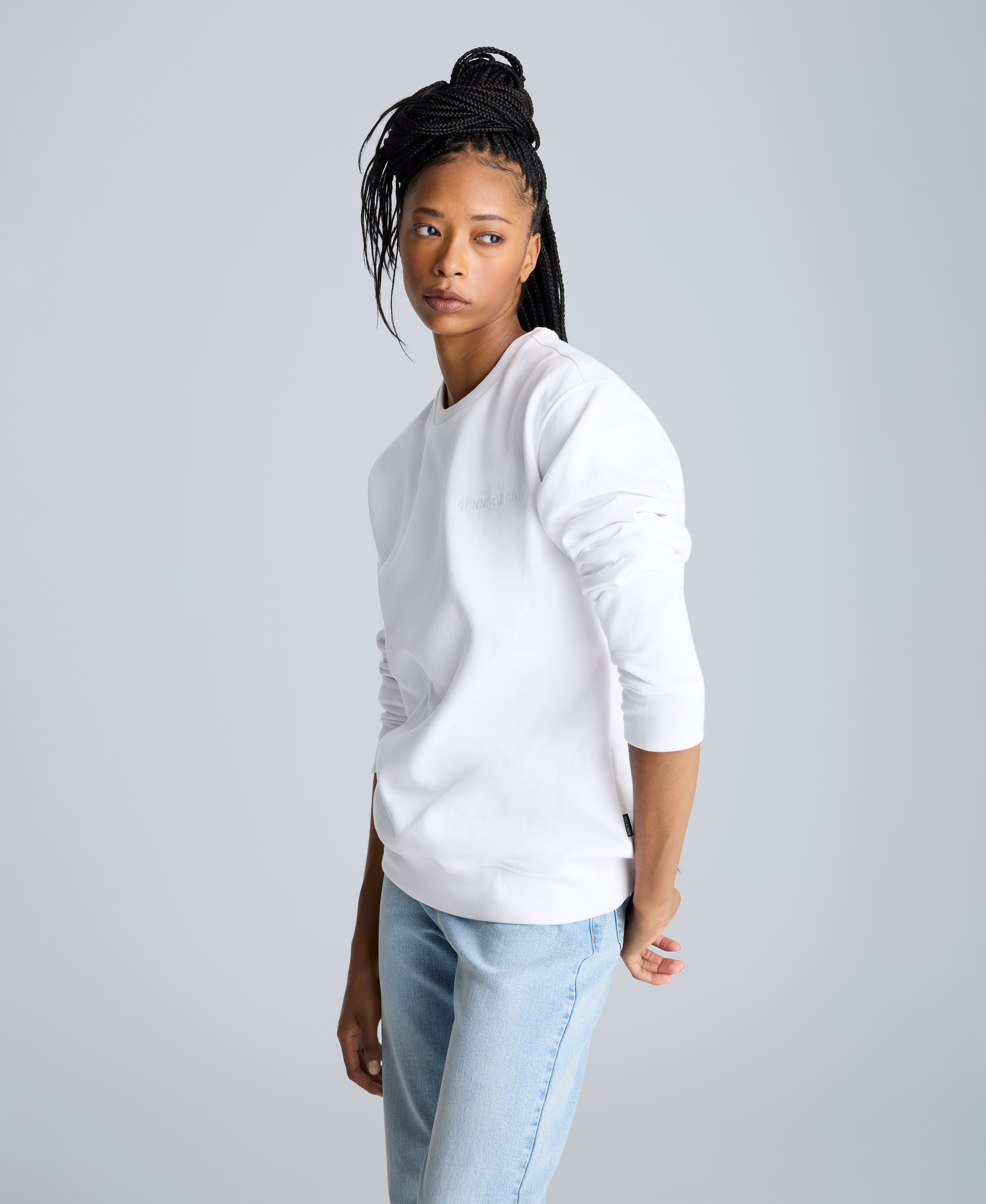Site Exclusive! Kenneth Cole Embroidered Logo Sweatshirt White