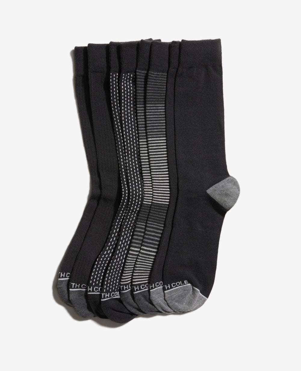 Vertical Dash Dress Crew Socks 4-Pack Black