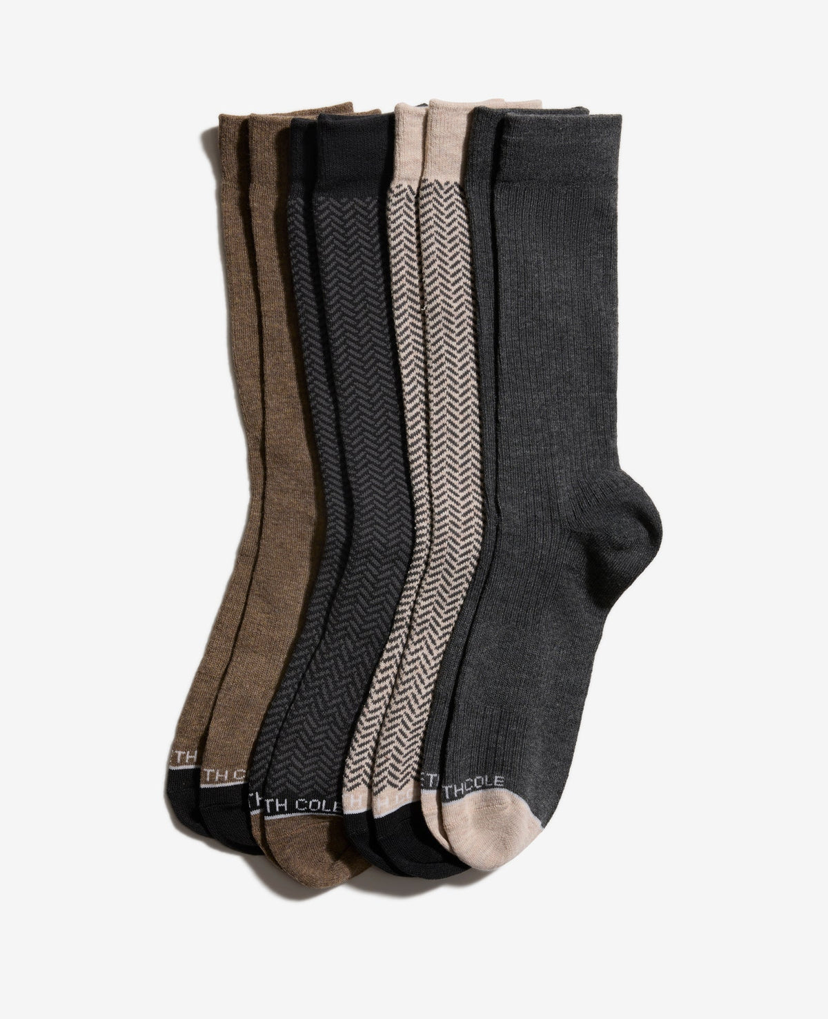 Herringbone Dress Crew Socks 4-Pack Charcoal