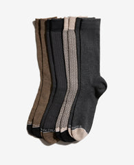 Herringbone Dress Crew Socks 4-Pack Charcoal