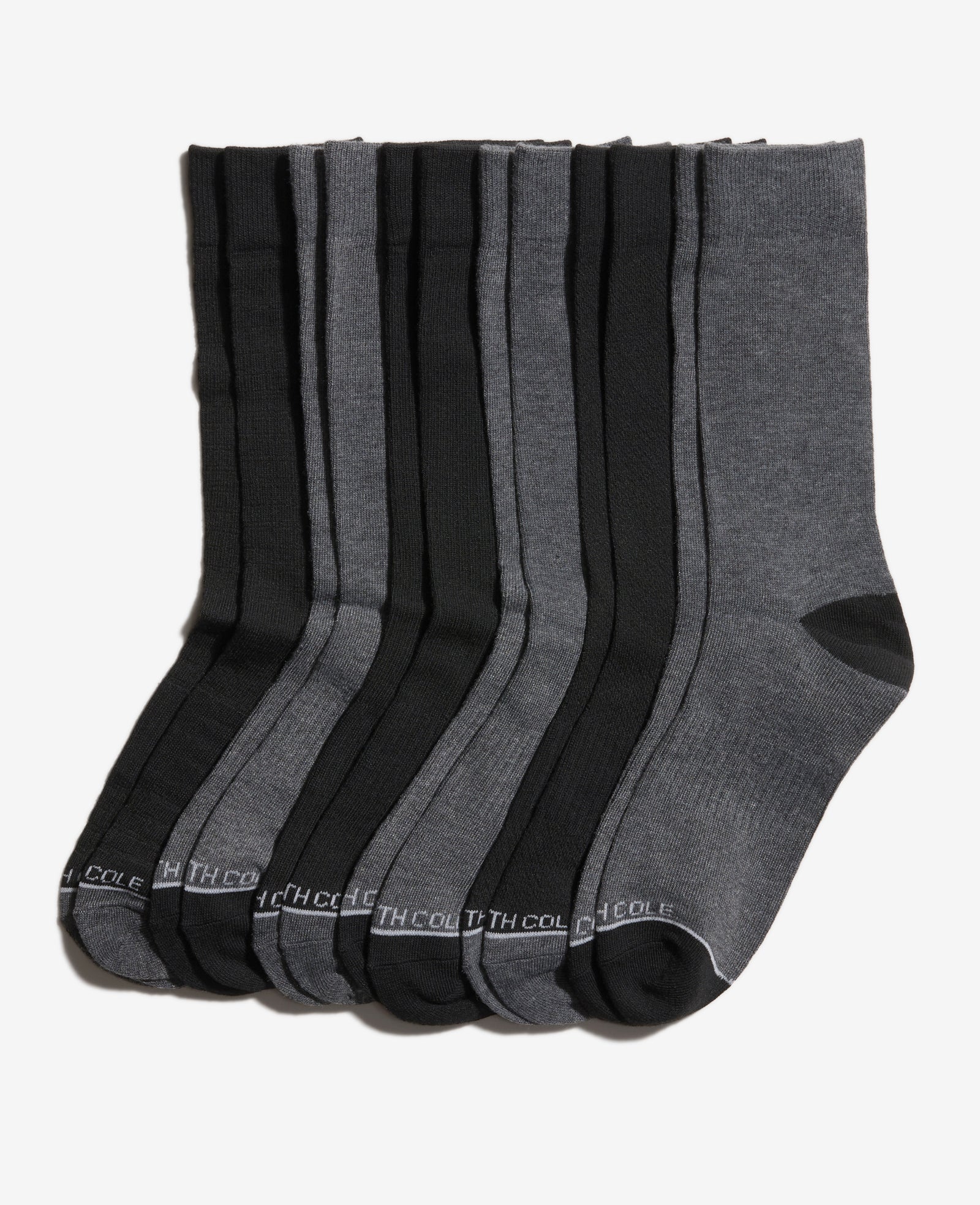 Waffle Texture Dress Crew Socks 6-Pack Black