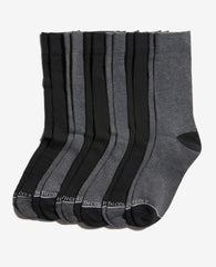 Waffle Texture Dress Crew Socks 6-Pack Black