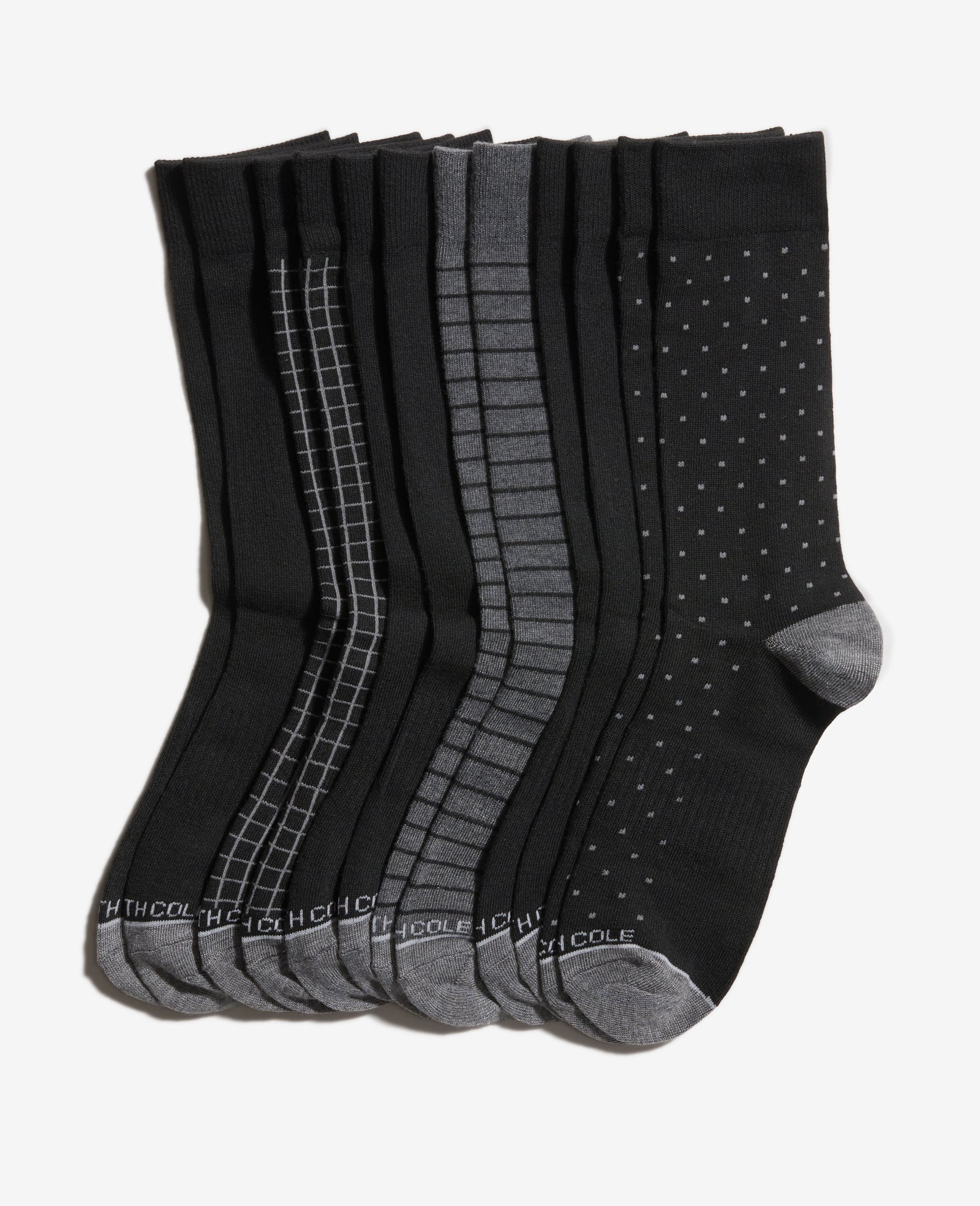 Pattern Dress Crew Socks 6-Pack Black