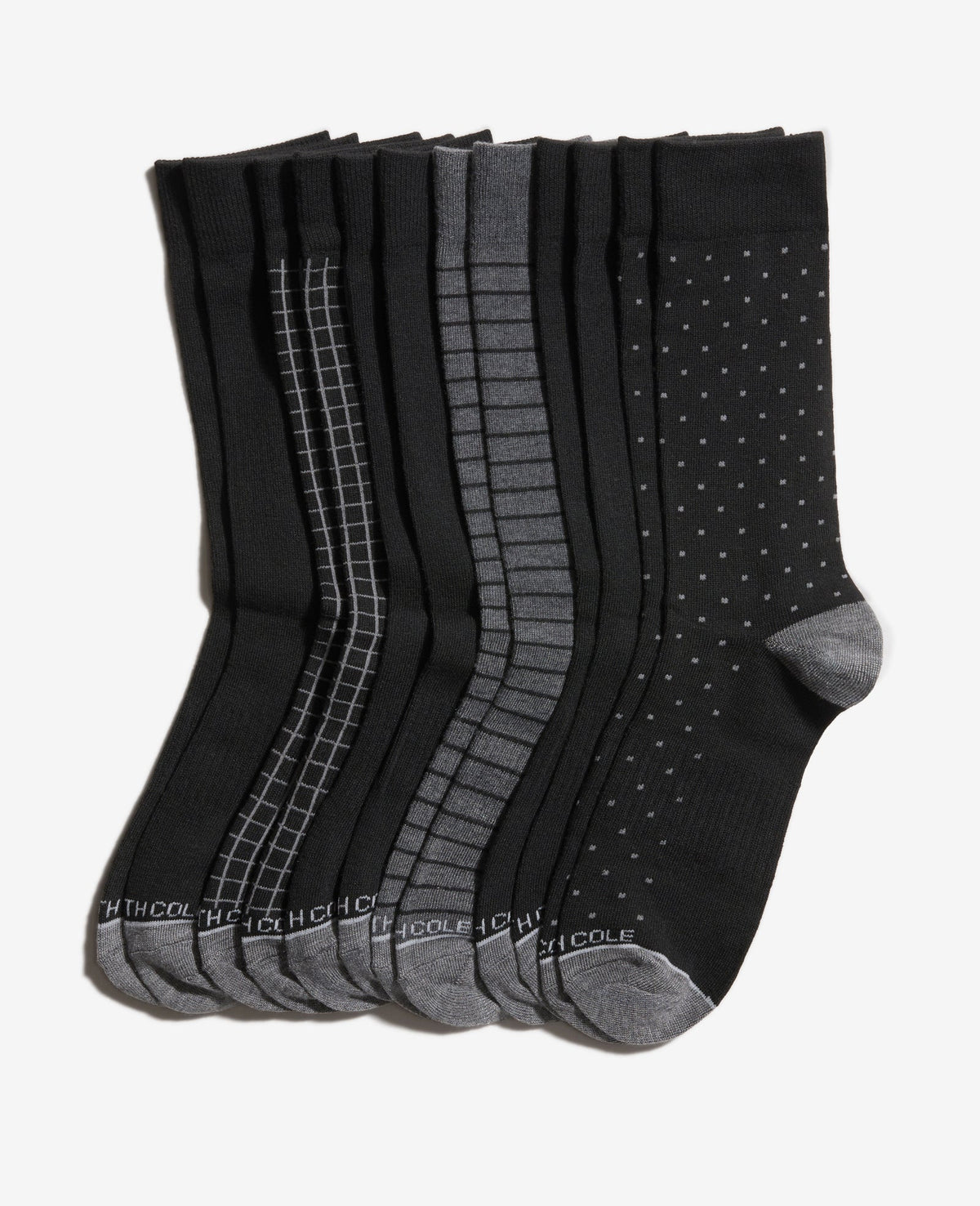 Pattern Dress Crew Socks 6-Pack Black